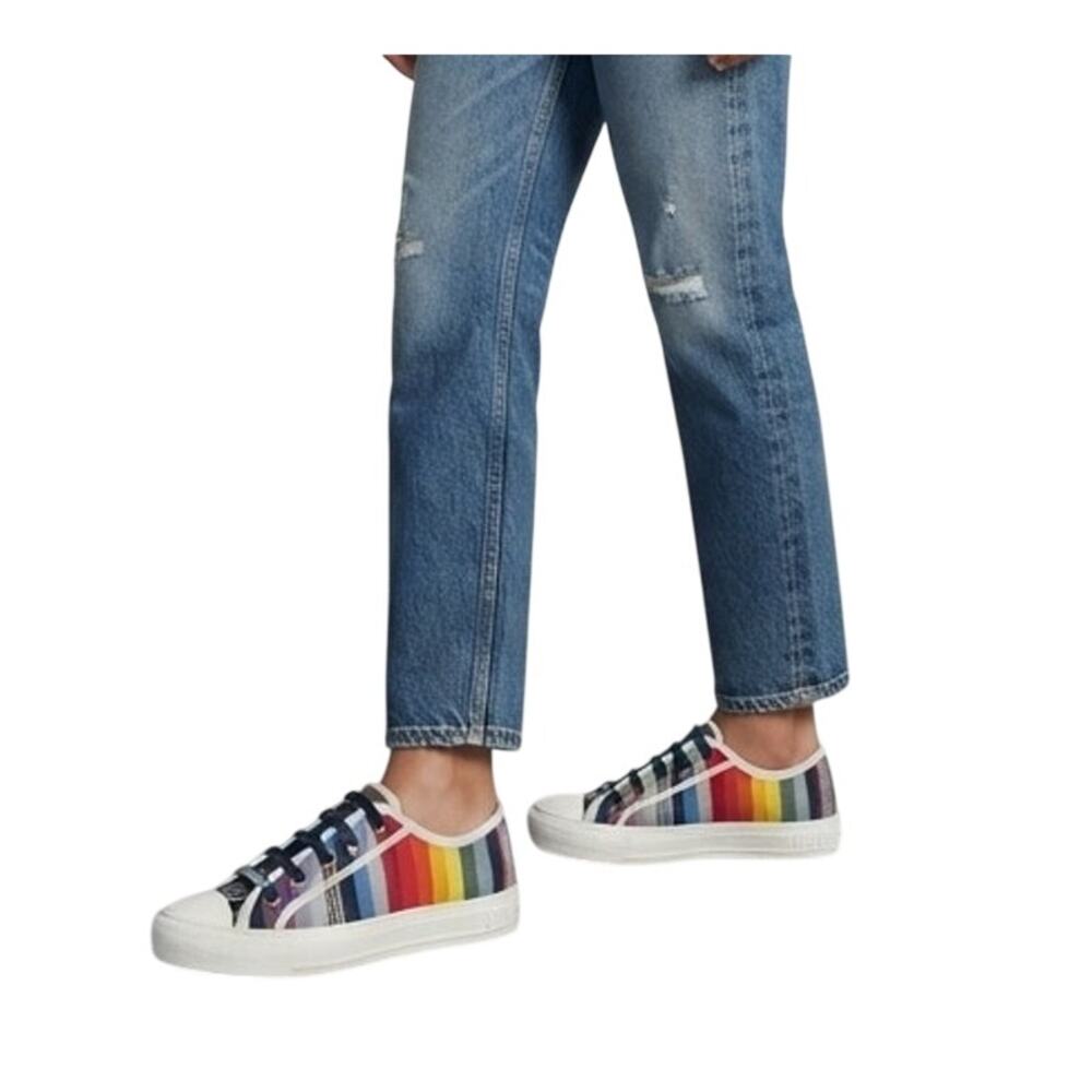 Christian Dior Walk'n'Dior Multicolor Striped Canvas Low Top Sneakers Women 37.5